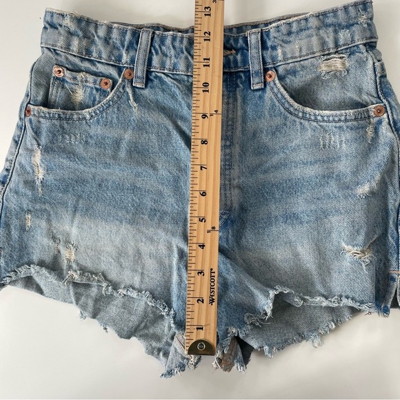 ZARA Women's Distressed Destroyed Button Fly High Rise Denim Shorts Size 4 - Picture 5 of 6